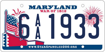 MD license plate 6AA1933