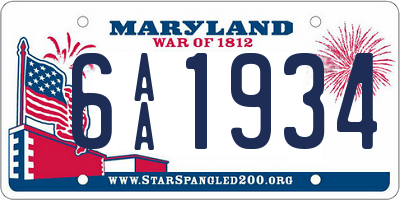 MD license plate 6AA1934