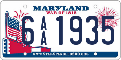 MD license plate 6AA1935