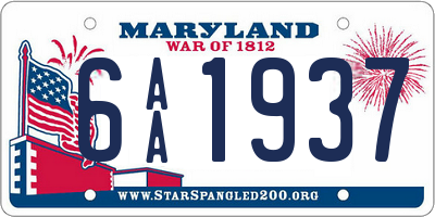 MD license plate 6AA1937