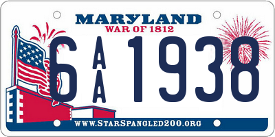 MD license plate 6AA1938