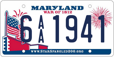 MD license plate 6AA1941