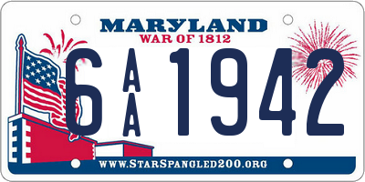 MD license plate 6AA1942