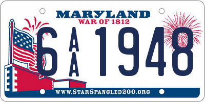 MD license plate 6AA1948