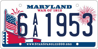 MD license plate 6AA1953