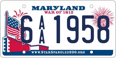 MD license plate 6AA1958