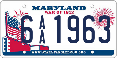 MD license plate 6AA1963