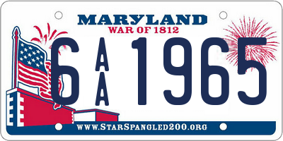 MD license plate 6AA1965