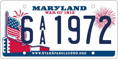 MD license plate 6AA1972