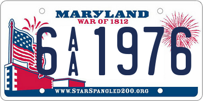 MD license plate 6AA1976