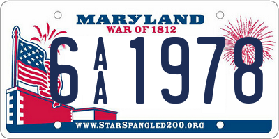 MD license plate 6AA1978