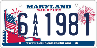 MD license plate 6AA1981