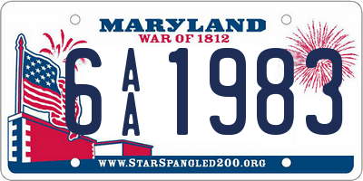 MD license plate 6AA1983