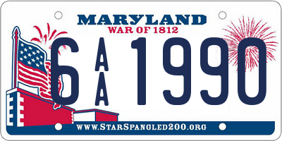 MD license plate 6AA1990