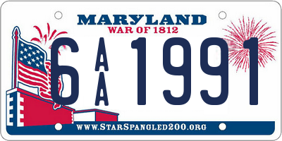 MD license plate 6AA1991