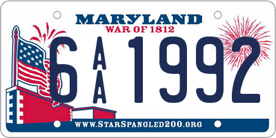 MD license plate 6AA1992