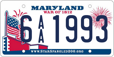 MD license plate 6AA1993