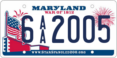 MD license plate 6AA2005