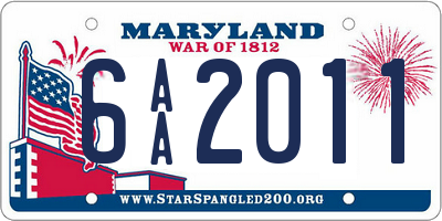 MD license plate 6AA2011