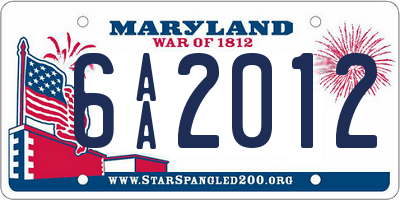 MD license plate 6AA2012