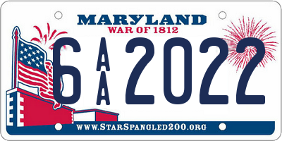 MD license plate 6AA2022