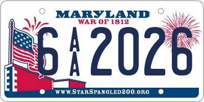 MD license plate 6AA2026