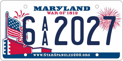 MD license plate 6AA2027