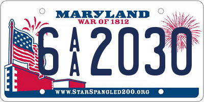 MD license plate 6AA2030