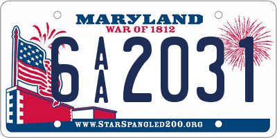 MD license plate 6AA2031