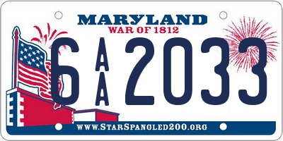 MD license plate 6AA2033