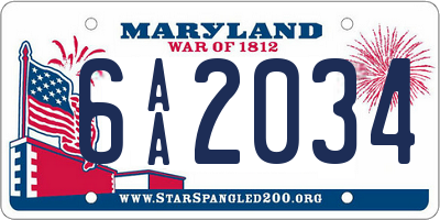 MD license plate 6AA2034