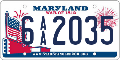 MD license plate 6AA2035