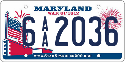 MD license plate 6AA2036