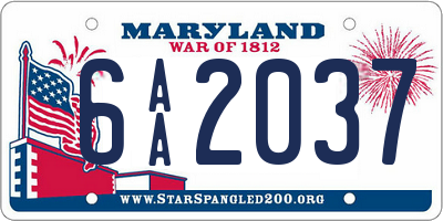 MD license plate 6AA2037