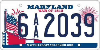 MD license plate 6AA2039