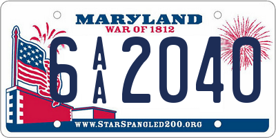 MD license plate 6AA2040