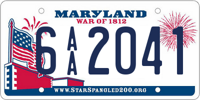 MD license plate 6AA2041