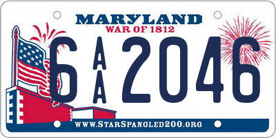 MD license plate 6AA2046