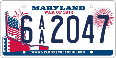 MD license plate 6AA2047