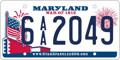 MD license plate 6AA2049