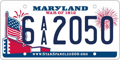 MD license plate 6AA2050