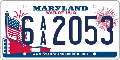 MD license plate 6AA2053