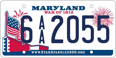 MD license plate 6AA2055