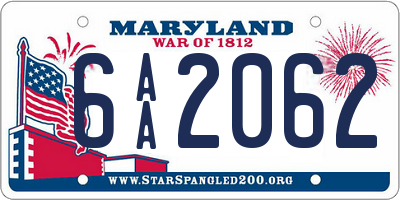 MD license plate 6AA2062