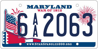 MD license plate 6AA2063