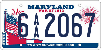 MD license plate 6AA2067