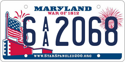 MD license plate 6AA2068