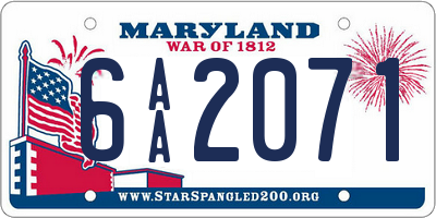 MD license plate 6AA2071