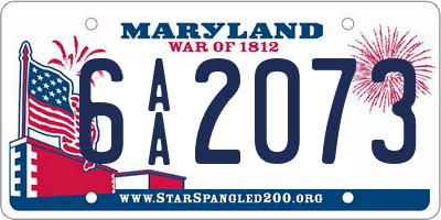 MD license plate 6AA2073