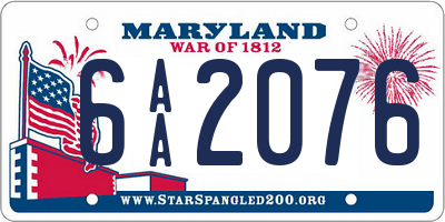 MD license plate 6AA2076